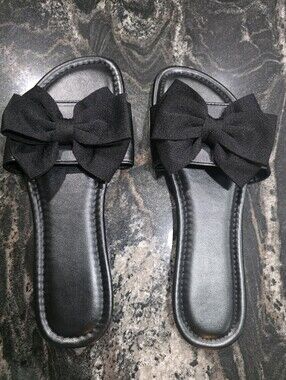 Black Bow Slide Sandals - Women, Size 12-13